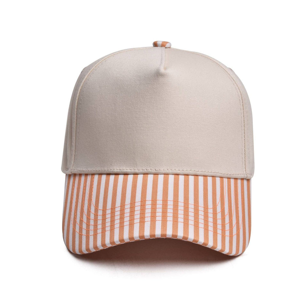 Striped Two Tone Snap Back Trucker Hat: Black