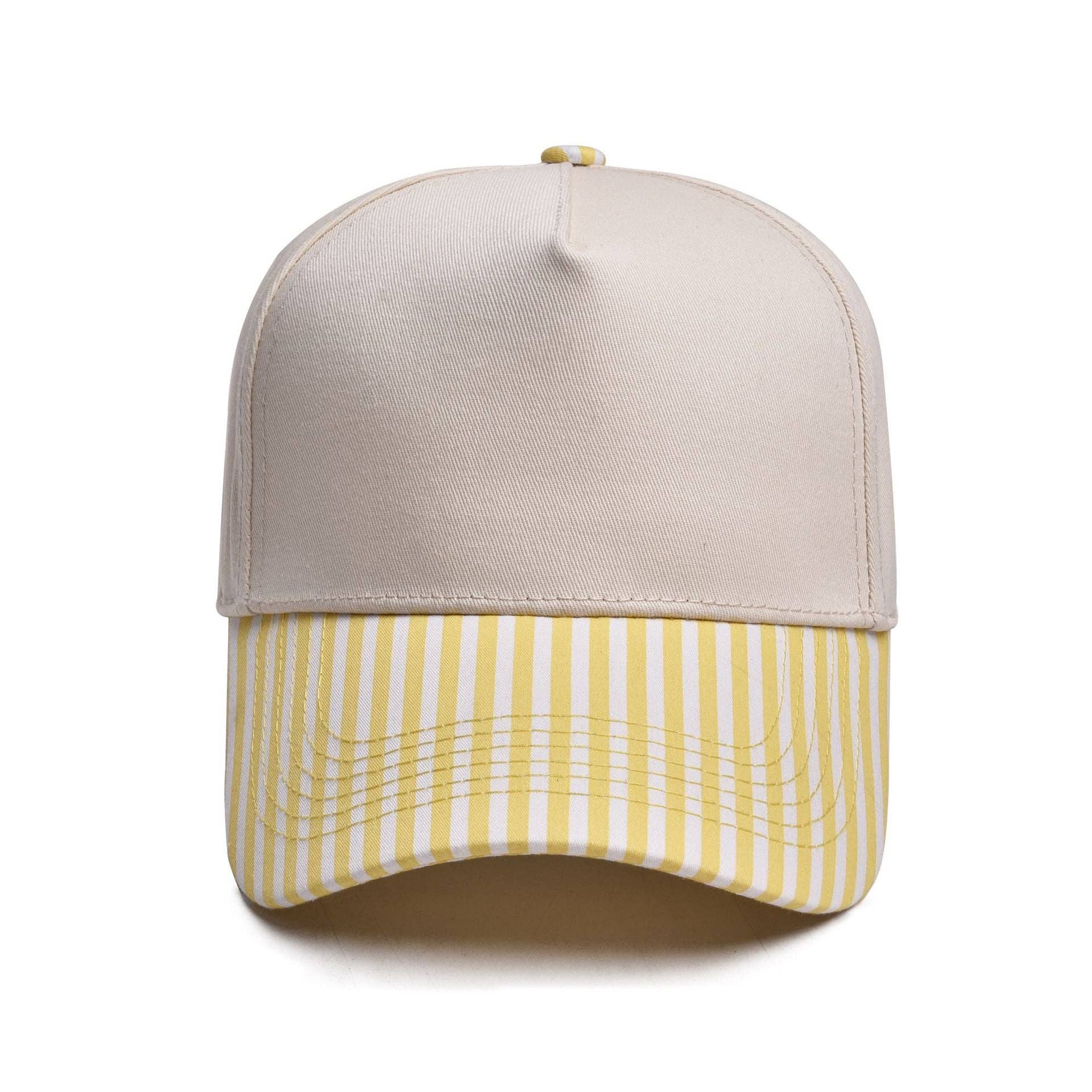 Striped Two Tone Snap Back Trucker Hat: Black