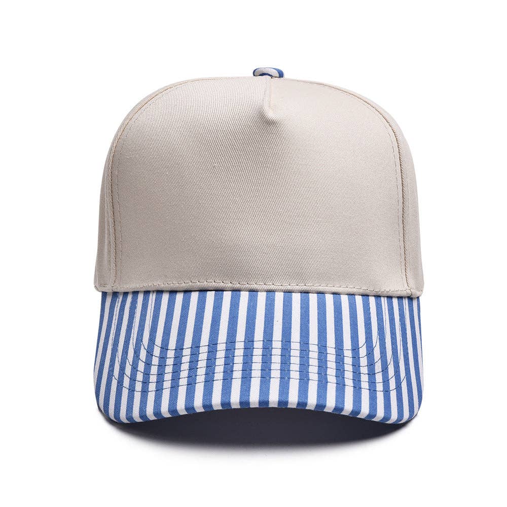 Striped Two Tone Snap Back Trucker Hat: Black