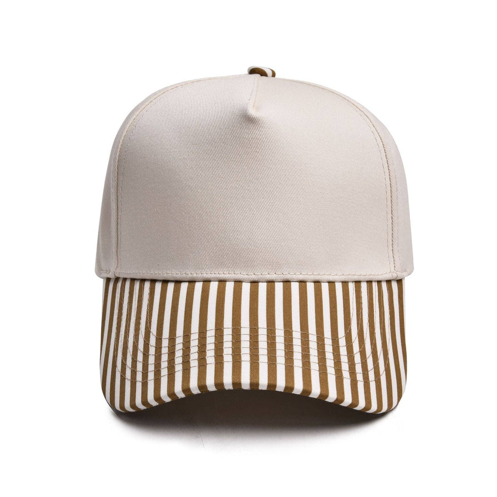 Striped Two Tone Snap Back Trucker Hat: Black