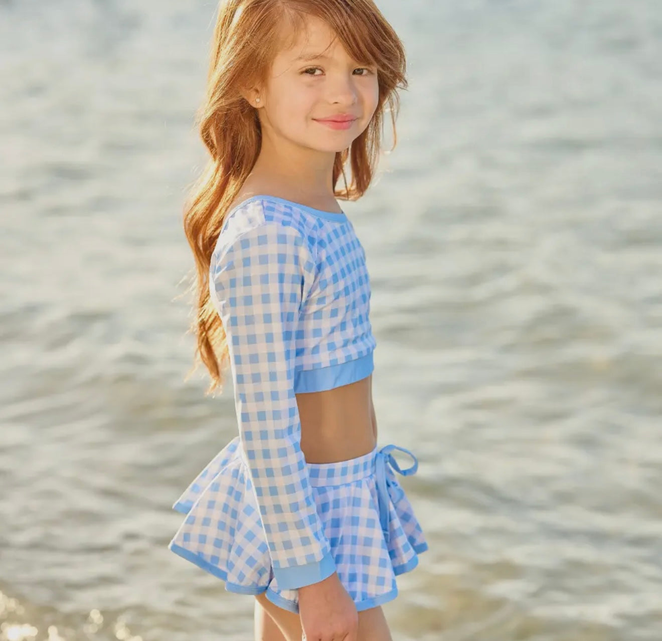 Girls Two Piece Skirt Swimsuit