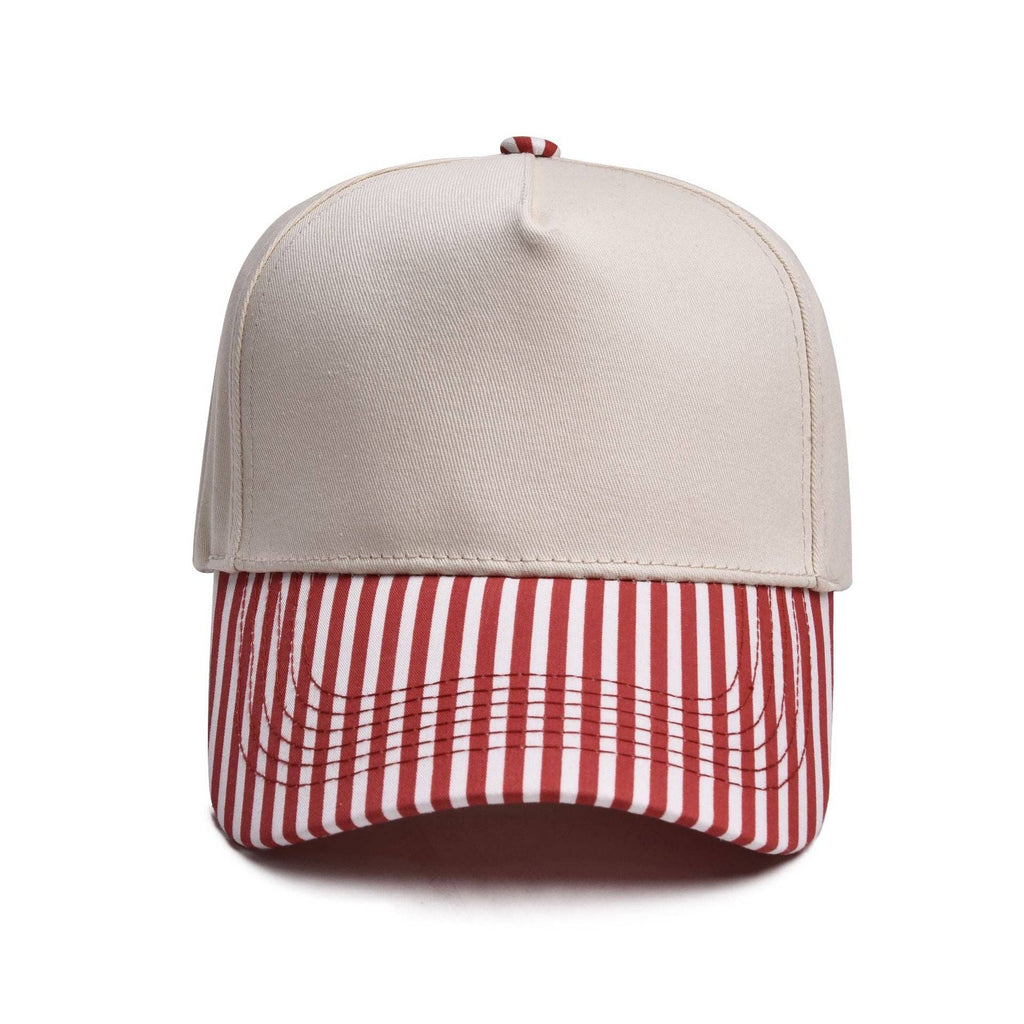 Striped Two Tone Snap Back Trucker Hat: Black