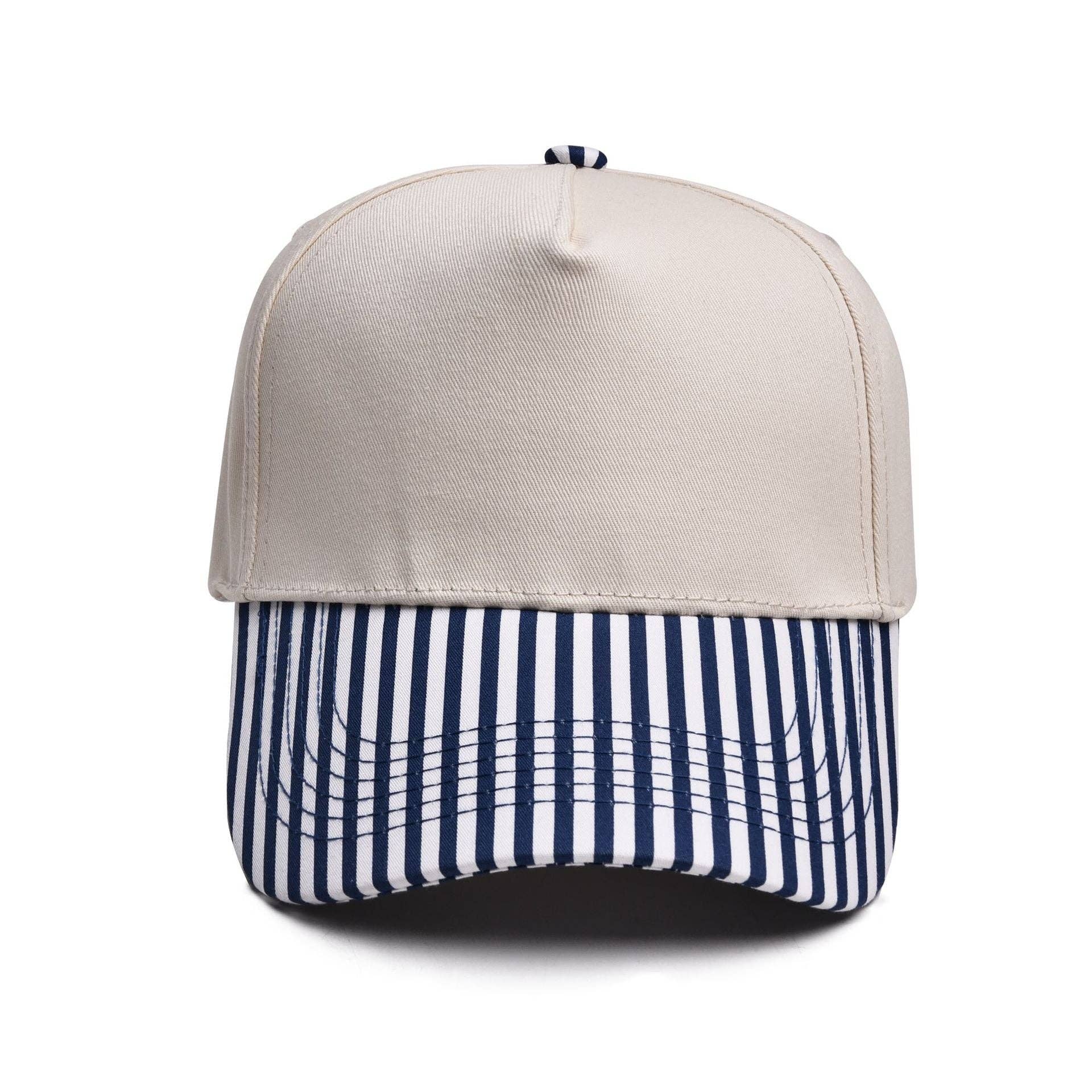 Striped Two Tone Snap Back Trucker Hat: Black