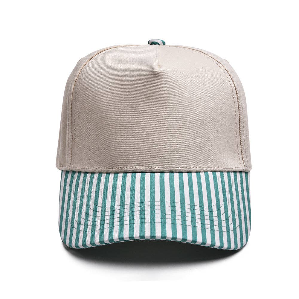 Striped Two Tone Snap Back Trucker Hat: Black