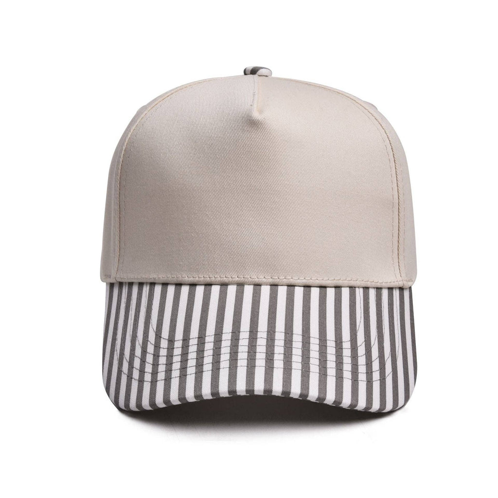 Striped Two Tone Snap Back Trucker Hat: Black